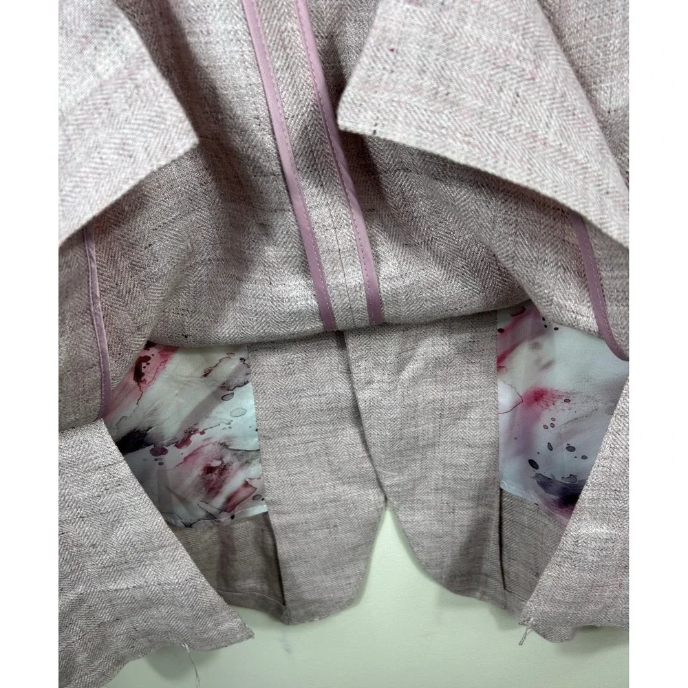 Tallia Sport Coat Men 46R Pink Linen Blazer Watercolor Lining Dapper Preppy Luxe